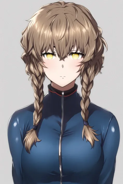 masterpiece, best quality, 1girl, (clear background), dark blue suit, yellow eyes,
