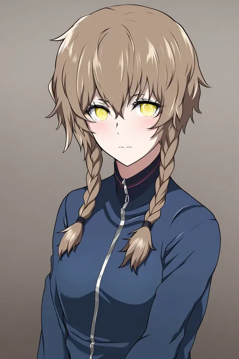 masterpiece, best quality, 1girl, dark blue suit, yellow eyes,