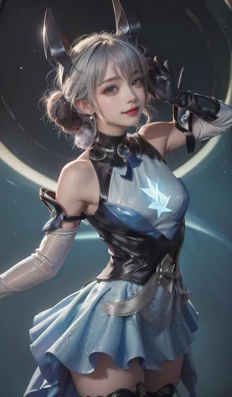 (Best Quality, Masterpiece:1.4), (Realism:1.2), (Realisitc:1.2), (Absurdres:1.2), (photorealistic:1.3), 1 girl,Realistic Skin,Solo, <lora:add_detail:0.5>,( Big Eyes,beautiful detailed eyes, symmetric eyes,),<lora:fitgirl_v10:0.6>,Fantasy World,Colorful Scene,<lora:Liliana_Wave:0.8>,Starry BackGround,Glowing Blue Dress,thigh High,Gloves,Long Sleeves,Sparkling Lights,Neon Light