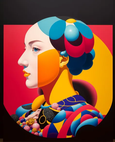 girl made of abstract balls by kaws, james jean and salvador dali and shusei nagaoka, oil on canvas, surrealism, neoclassicism, renaissance, hyper realistic, ultra detailed, cell shaded, 8k