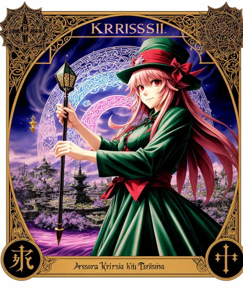 marisa kirisame, touhou project, airbrush, intricate, amazing line work, colorful, tarot cards, the devil tarot card