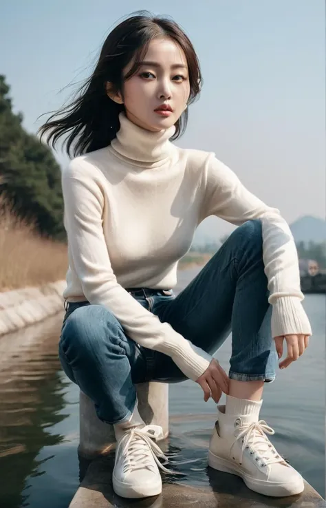 (masterpiece,best quality,ultra high res:1.2),(photo-realistic:1.3),(beautiful face,exquisite face,skin texture:1.1),(Cashmere_turtleneck:1.4),(Cropped_flare_jeans:1.3),(White_sneakers:1.2),
side_light,
<lora:zhangtianai_XL_0_:1>,zhangtianai,
<lora:xl-shanbailing-æ°´å
ç´ 1011waterV20:1>,water element,water,a girl made of water,chinese actress,cowboy_shot,