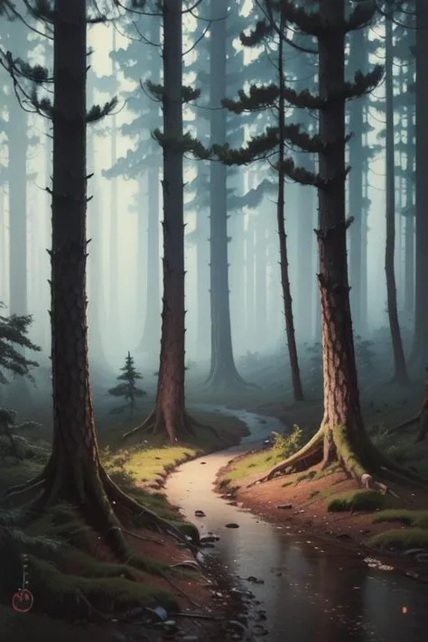 ((best quality)), ((masterpiece)), ((ultra realistic)), ((night)), award winning soft oil painting trending on artstation 
mysterious forest
 <lora:jcjp:0.85>