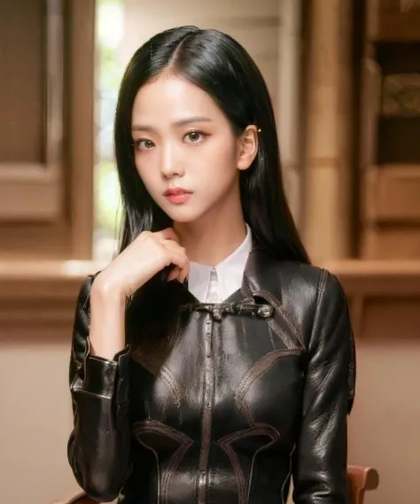 ((masterpiece)), best quality, extremely detailed face, ultra high res, (photorealistic:1.4), Amazing, finely detail, huge filesize, correct exposure, 1 girl, slender Body, 162cm height, (intricate details), SOLO, looking at the viewer, perfect lighting, realistic, lips, blush, shiny skin, fair skin, extremely detailed face, beautiful detailed eyes, (detail skin:1.2), depth of view,((school uniform, overcoat, leather shoes,)), sitting on the chair, presenting foot, from below, foot focus,
