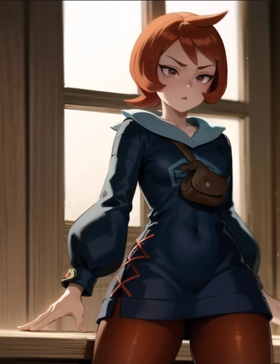 beautiful, masterpiece, best quality, extremely detailed face, perfect lighting, 1girl, solo, arezu \(pokemon\), spread legs, cowboy shot , standing, <lora:PokeArezu:1>