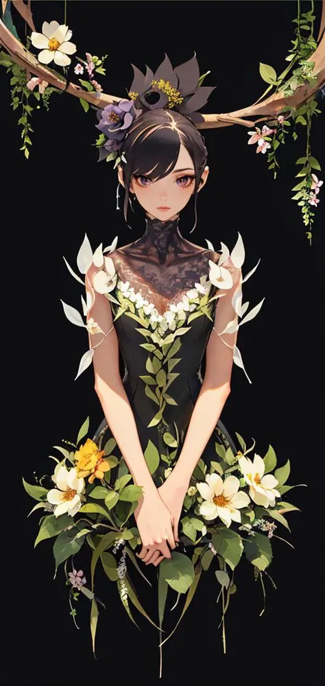 ((masterpiece)), ((high detail)), ((high resolution)), realism, (realistic:0.6), <lora:style_panamaman-20:1>, ((fisheye)),beautiful detailed flower, beautiful detailed eyes,hyper detailed,flower,hyper quality,,eyes,flower and hair is same color,beautifuly color,face,{{{{{her hair is becoming flower, flower,hair,flower,butterfly,}}}}},{{{{1girl}}}}kawaii,,{{{high details, high quality}}},{{{back light}}},{{hair and clothes is flower}},{{{upper body}}} ,high quality,hair with body ,webbed dress, upper body, flower leg, flower hands,body with flower, {{ flower with clothes}} , dress with flower, , light particles,black background, {{{{Hair with flower}}}},small breast with flower,big hair with flower,{{floating hair with flower,floating}}1girl,small breast, marbling with hair and clothes, looking at viewer,{{original}},{{arm down}}, {{paper cutting}}, black background, flower forground, {{hair with flower}},{{{{{highres}}}},} hair with flower,hair with flower ,hair, wavy hair ,diffusion lighting, abstract,Butterfly with body, flower with hair, her hair is flower,big top sleeves, floating, <lora:flat2:1>
