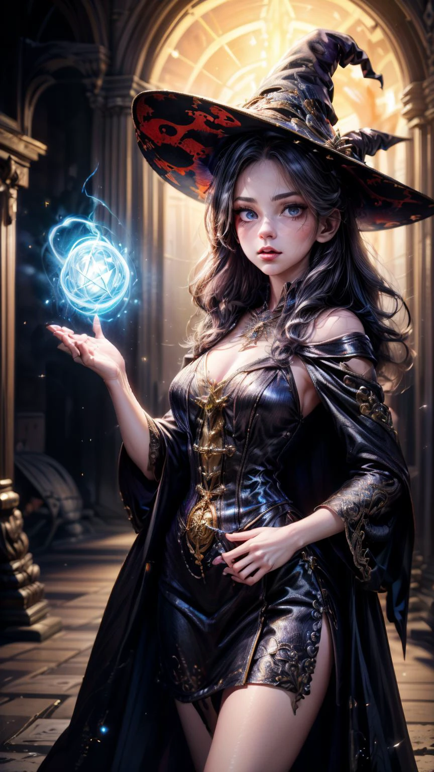1girl, (((witchcore, witchcraft,))) , magician, spell magic, ((magic in hand)), (( light magic)), (masterpiece, best quality:1.4),(absurdres, highres, ultra detailed:1.2),(using light magic:1.4), striking visuals, upper body , <lora:magician_beta_1:0.8>