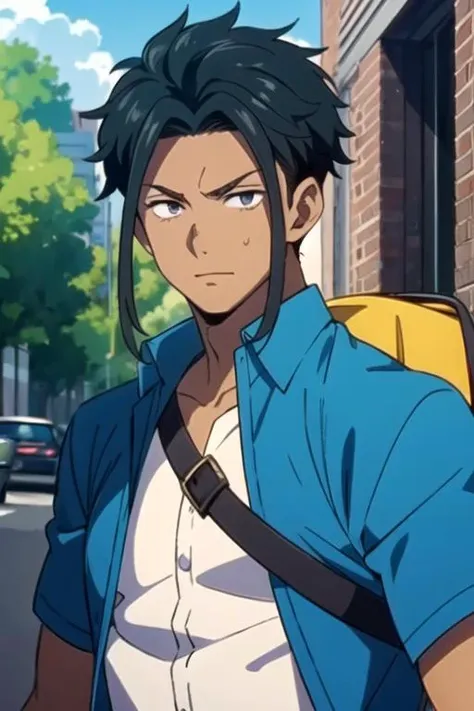 masterpiece, best quality, movie still, 1boy, solo, male focus, looking at viewer, upper body, depth of field, anime coloring, realistic, <lora:kenichirou_ryuuzaki:0.68>, kenichirou_ryuuzaki, black hair, , , , Blu-ray