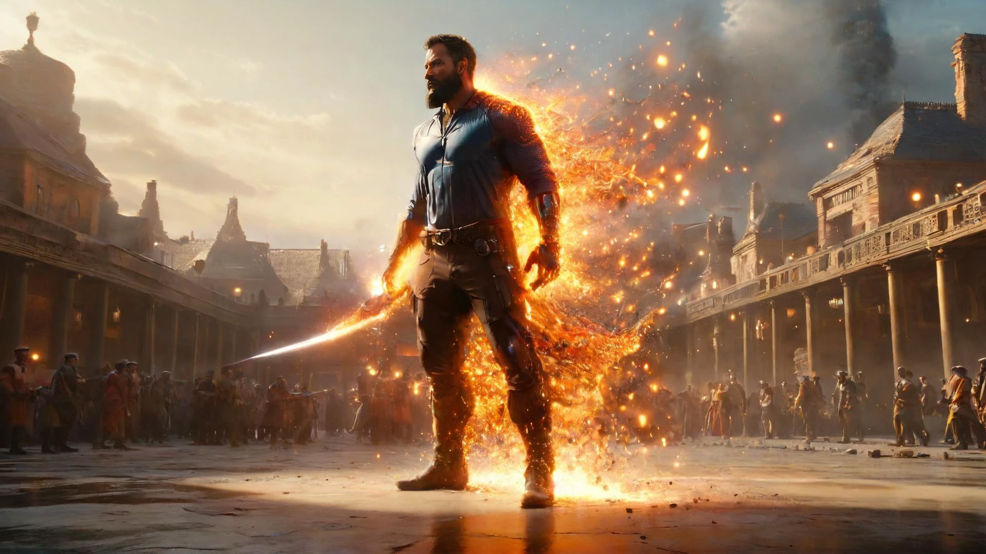 (masterpiece,best quality,ultra-detailed), hero view, full body, cinematic lighting, 8k, photorealistic, maximum details, hero with black Circle Beard, in an action-packed scene, bright colors and intricate details bring this character to life, who is head over heels in the face of adversity, this piece is sure to inspire and captivate viewers with its realistic yet fantastical style,
<lora:Embers_Style_SDXL:0.9> mad-embr, (natural skin texture, hyperrealism, soft light, muted colors), background
