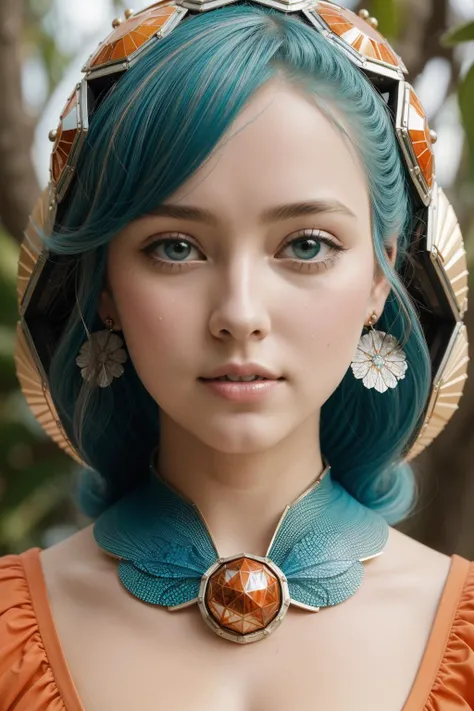 1girl, artistic Vector Art, Biomorphic nature and Venusian atmosphere in background, intricate background, POV shot of a Blue, Green and Aqua Hipster ([Gymnasium:Beehive:1]:1.3) , it is very Aesthetic and Mind-Bending, it has pleasant details, it is anthropomorphic with a face, Magnolia tree background, at Dawn, tilt shift, whimsical art, (character art by Cicely Mary Barker:1.1) , (Buckminster Fuller:1.3) , (Craig Thompson:1.2) , Cel shaded, Regret, Impasto, Bimbocore, Light caustics, telephoto lens, Single Color, dripping Psychedelic and fluorescent orange, dark red and fluorescent blue fractal art, ultra high res, wallpaper, abstract, feminine
