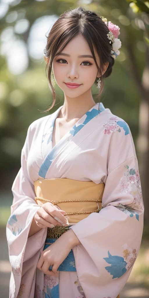 1girl,18s,light smile, best quality,realistic photo,(beauty hair,ostentatious hair accessories,gorgeous hair accessories,light smile:1.15),(slim waist:1.1),,light smile,happy,((((upper body,real face photo,background blur)))),big eyes,analog style,physically-based rendering,ultra-detailed,professional lighting, photon mapping,(bokeh),(RAW photo, best quality, masterpiece:1.3), (realistic, photo-realistic:1.3),detailed facial features,slim girl,tassel, innocent, bangs,(pureerosface_v1:0.90) ,(ulzzang-6500-v1.1:0.85),(looking at viewer,close in viewer:1.2),(front photo, front view:1.99), (clavicle, cleavage:1.10), <lora:TamaoTamamura:0.35>,
<lora:hashimoOO_kimono:0.1>, <lora:Kimono_v1:0.1>, <lora:Kimono_V20:0.1>, <lora:Kimono Dress by Stable Yogi:0.1>, <lora:new_hefu_:0.1>, <lora:realistic_kimono_clothes:0.1>, small breasts, TamaoTamamura, japanese clothes, wide sleeves, colorful kimono, sash, obi, yukat,show cleavage,show clavicle,(naked body with kimono clothes:1.99),kimono style hair,