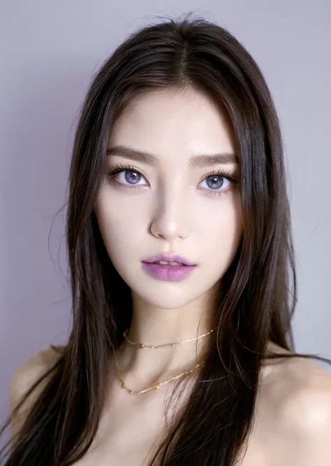 best quality,masterpiece,extremely detailed,high res,4k,ultra high res,detailed shadow,ultra realistic,realistic,dramatic lighting,1girl,solo,detailed face,realistic eyes,realistic skin,white dress,purple hair,dynamic pose, white lace dress