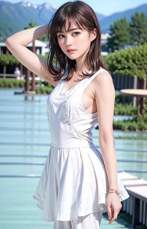 1girl,solo, parted lips, white ballerina,dancing ,
river,mountain, reaching, looking at viewer, realistic,bangs
<lora:IkutaErika23Apr:0.6>