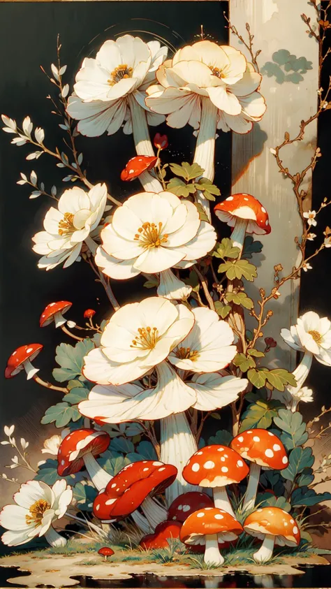 ((best quality,masterpiece)) Mushroom <lora:style1:1> Flower, obi