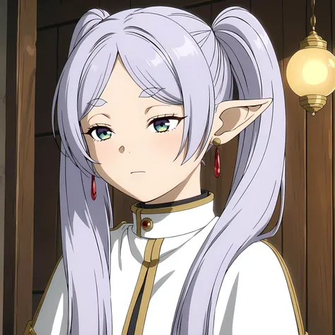<lora:FrierenXL004>,<lora:DetailedEyes_V3:1.6>,
solo,
anime screencap,
best quality,masterpiece,
Frieren,1girl,light purple hair,twintails,multicolored eyes,earrings,
sleepy,