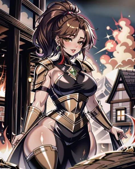 ((masterpiece), best quality, high quality, professional quality, highly detailed, highres, perfect lighting, natural lighting), Furry, Alchemist, Gentleman, Tall, Obese, Diamond-Shaped Face, Olive Skin, Red Hair, Brown Eyes with Green Flecks, Narrow Nose, Thick Lips, Sharp Chin, Extended Goatee, Buzz Cut, Braided, A volcanic wasteland, with rivers of fire flowing into a molten sea,Armor set with bracers, breastplate, and full plate legs, Artist, Tall, Wide Hips, Triangular Face, Fair Skin, Strawberry Blonde Hair, Brown Eyes, Short Nose, Thick Lips, Receding Chin, Shoulder-Length Hair, Coarse Hair, High Ponytail, natural breasts, Faux gauge earrings, grape velvet lipstick, Quaint medieval village with cobblestone streets and timber-framed houses, <lyco:locon_perfecteyes_v1_from_v1_64_32:0.6>, <lora:Anime_Lineart_Style_Lora:0.6>