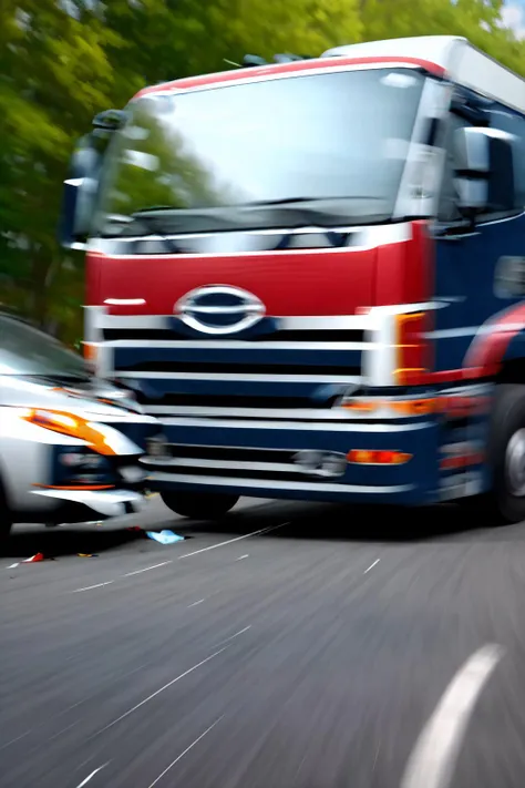 Highly detailed, High Quality, Masterpiece, beautiful, solo, running, (superspeed, lighting:1.2), motion blur, electricity, incoming, <lora:Pos_SuperSpeedRunning:0.9>, Truck-kun, ground vehicle, crash, getting hit by Truck-kun, fleeing, motion lines, <lora:Pos_Truckkun:0.8>