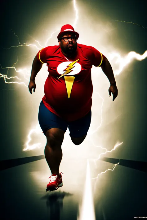 Highly detailed, High Quality, Masterpiece, beautiful, solo, running, (superspeed, lighting:1.2), motion blur, electricity, incoming, <lora:Pos_SuperSpeedRunning:0.9>, BigSmoke, black headwear, <lora:Char_GTA_BigSmoke:0.8>, fat, fat man