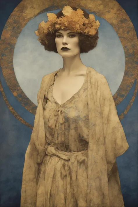 John Albert Bauer Style - a woman in the style of Maxfield Parrish