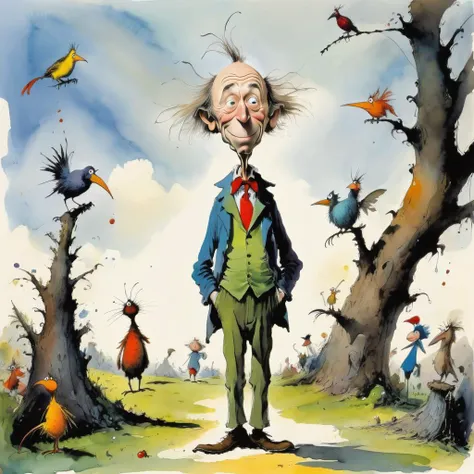 a photo of <lora:Quentin Blake Style:1> Quentin Blake Style - funny, odd, surreal, high resolution, beautiful, highest quality, masterpiece, highly detailed