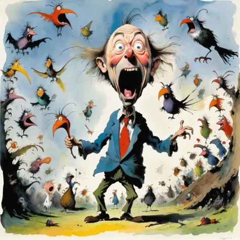 a photo of <lora:Quentin Blake Style:1> Quentin Blake Style - weird, loud, yelling, odd, surreal, high resolution, beautiful, highest quality, masterpiece, highly detailed