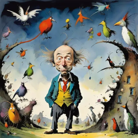 a photo of <lora:Quentin Blake Style:1> Quentin Blake Style - weird, odd, surreal, high resolution, beautiful, highest quality, masterpiece, highly detailed