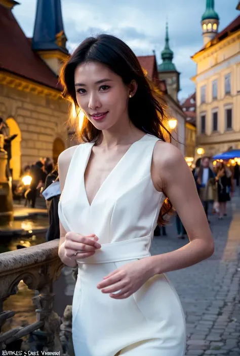 <lora:linzhiling3:0.95:lbw=1,0,0,0,1,1,0,0,1,1,1,1,1,1,1,1,1>linzhiling face,linzhiling body,good hands,perfect hands,
pose,supermodel,
In the heart of Czech Republic, Prague shines with a beauty that is both ancient and enchanting. Nestled within the city's captivating landscape, a woman of exquisite elegance stands out, her beauty reflecting the city's enchanting essence.She strolls through the cobblestone streets, her every step synchronized with the melody of the city. The warm sun casts its golden rays upon her, highlighting her ivory skin and ebony hair. Her features are finely chiseled, a testament to the city's rich cultural heritage. Her eyes, as deep as the Czech forests, reflect a sparkle of intelligence and warmth.As she passes by the Gothic spires of the Charles Bridge, she pauses to gaze at the reflection of the city in the rippling waters of the Vltava River. The Prague Castle looms in the background, its ancient stones standing as a silent guardian over the city.
She wears a dress that flows gracefully in the breeze, its colors a perfect complement to the city's rich amber hues. The soft fabric caresses her curves, highlighting her slender waist and womanly curves.As she continues her journey, the city's art and architecture come alive around her. The intricate details of the Rathaus, or Town Hall, catch her eye, as does the playful fountain at the center of Wenceslas Square.She is not just a part of this city; she is its heartbeat, its story come alive. She is beauty and life, captured in a moment that will forever be etched in the memory of Prague.This picture is full of romance and beauty, and the beauty's presence makes the entire city shine with a different radiance. She complements the city, creating an unforgettable and beautiful painting.
(black hair:1.34),
(white dress:1.9),(white skin,),(pov:1.34)
smile,
(looking at viewer),
supermodel,
(depth of field:1.69),(long exposure:1.2),(dynamic motion:1.13),(Extreme Aestheticism:1.93),offical art,first person view,blurry background,(professional photograph:1.5),
(8k, RAW photo, best quality, masterpiece:1.2), (realistic, photo-realistic:1.85), (ultra-detailed:1.5), highres
<lora:epi_noiseoffset2:1>