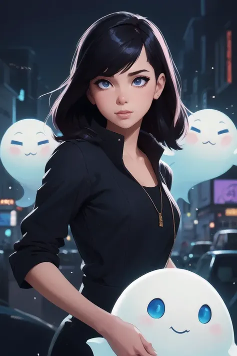 elegant girl in urban outfit, cute fine face, rounded eyes, digital painting, fan art, pixiv, by Ilya Kuvshinov, katsuhiro otomo ghost-in-the-shell, magali villeneuve, artgerm, Jeremy Lipkin and Michael Garmash and Rob Rey
