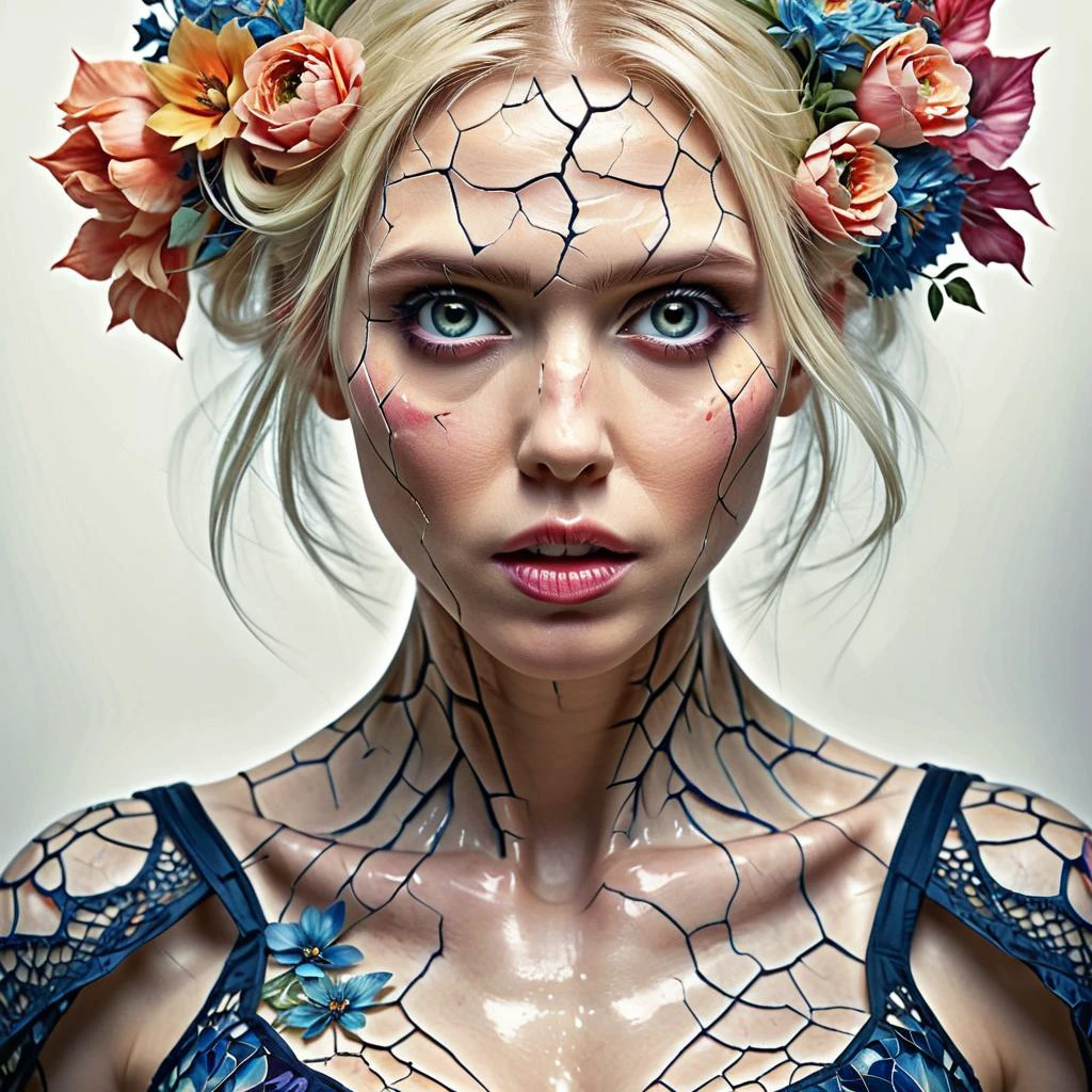 portrait of the beautiful busty goddess of harmony wearing a dress made out of living flowers, her skin is bursting out of all the energy, by Anna Dittmann and Agnes Cecile, flowery and beautiful, hyperdetailed masterpiece, wonderful, whimsical, watercolor and ink mixed styles, krawcked_skn <lora:krawcked_skn:0.9>