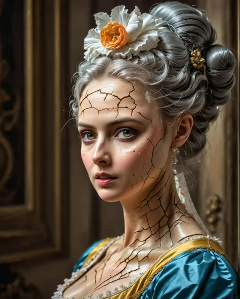 oil painting rococo lady, wonderful atmosphere, dull side light, hyperdetailed, krawcked_skn <lora:krawcked_skn:0.7>