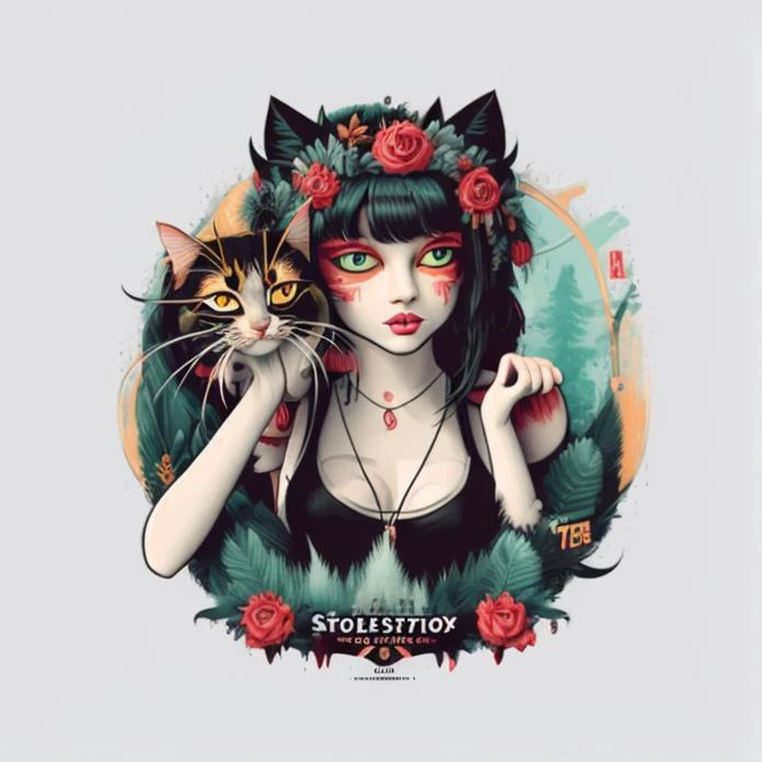 rzminjourney, punk girl with cat
