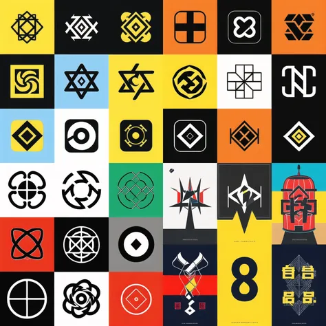 unique logo, sharp image, rule of thirds, symbol, (poster), 9 squares