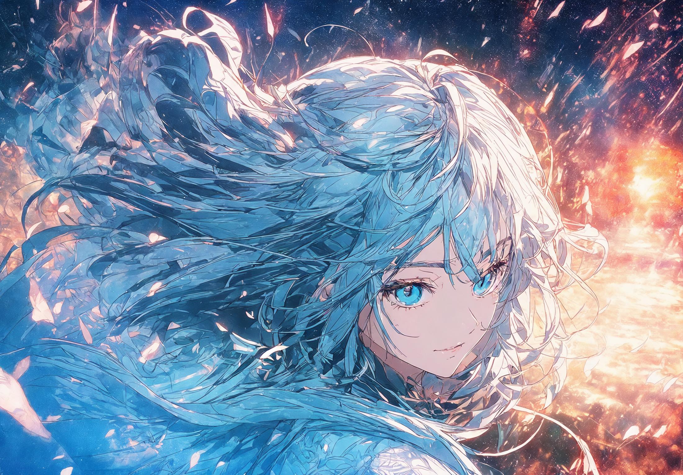 A close up of a person with long hair and blue eyes - SeaArt AI