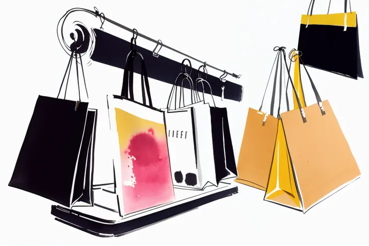 bissett, illustration, ink watercolor, white background, nipples,
simple background, white background, bag, no humans, camera, shopping bag, magazine, still life,
<lora:bissett-02:1.05>
