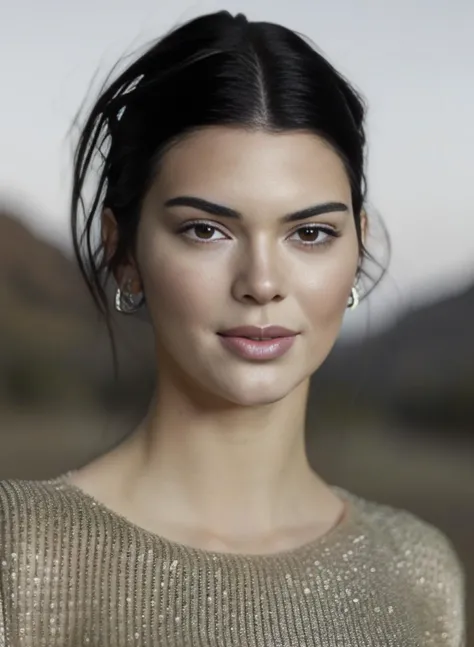 KendallJenner, portrait,close up of a Graceful Woman, inside a Glistening Campground, shallow depth of field, Desaturated, ultra high res, <lora:KendallJennerSDXL:1>