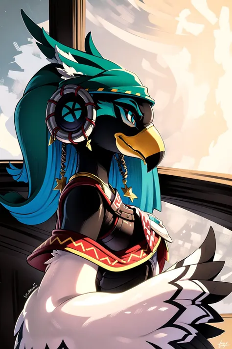 rito, ((cecili)), solo, winged-arms, talons, masterpiece, beautiful, detailed eyes, profile, headshot, professional photoshoot,
