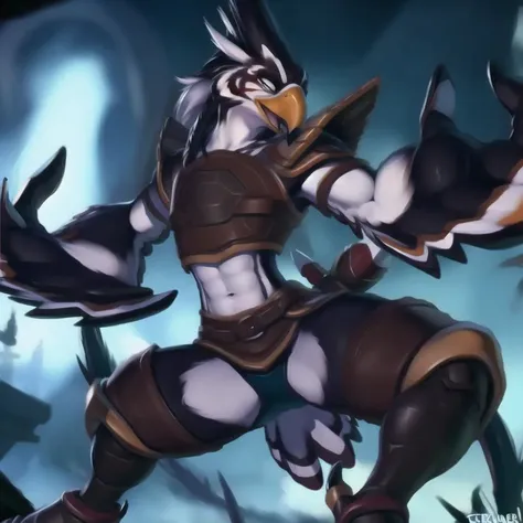 (by personalami, by chunie, by darkgem), <lyco:Rito-v1.4-NAI-000003:0.85>, solo, rito, female, slim, muscular, abs, armor, leather clothing, action pose,