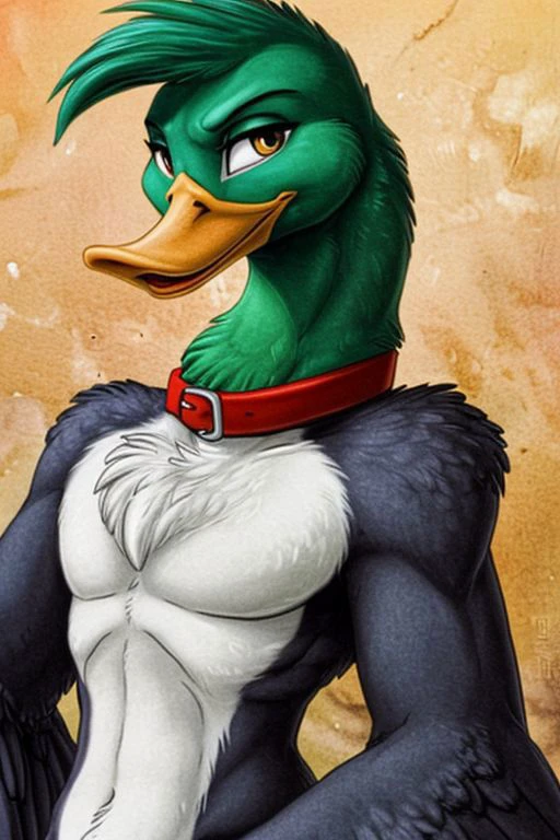 bird, beak, winged-arms, wing-hands, mallard, white chest, brown neck, white collar,