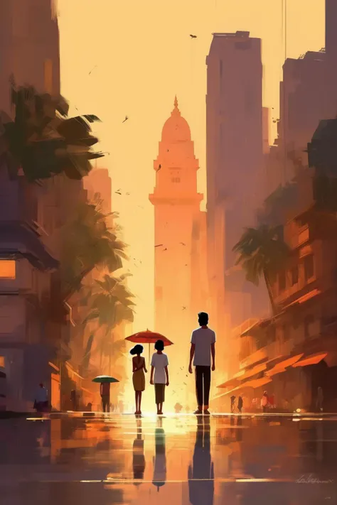 <lora:Atey Ghailan style:1>Atey Ghailan style - Mumbai in a style of Pascal Campion