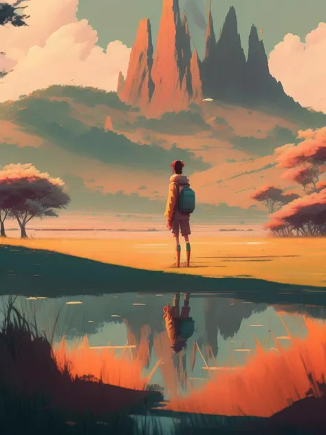 <lora:AteyGhailan:1>the great grassy plains fantasy, breathtaking view, humbling experience, by Atey Ghailan