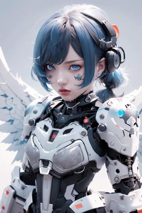 (((((solo,masterpiece,best quality,highly detailed,volumetric lighting,original, ))))), extremely detailed 8K wallpaper, an extremely delicate and beautiful, oversized documents, high details, white long hair, white stockings, white lace gloves, messy hair, oversized documents, high details, a extremely delicate and beautiful girl, small chest, beautiful detail eyes, Western Mystery,epic, surreal, Fantasy,(dynamic angles),ray tracing , HDR , colorful, Chaos and evil,blue eyes, Gear mechanical armor, Exquisite and beautiful face, colored inner hair,hime cut, Cyberpunkuniverse,Mechanism,(white Mechanical exoskeleton:1.1),Starship,detached wings,<lora:kawj_V1:0.9>