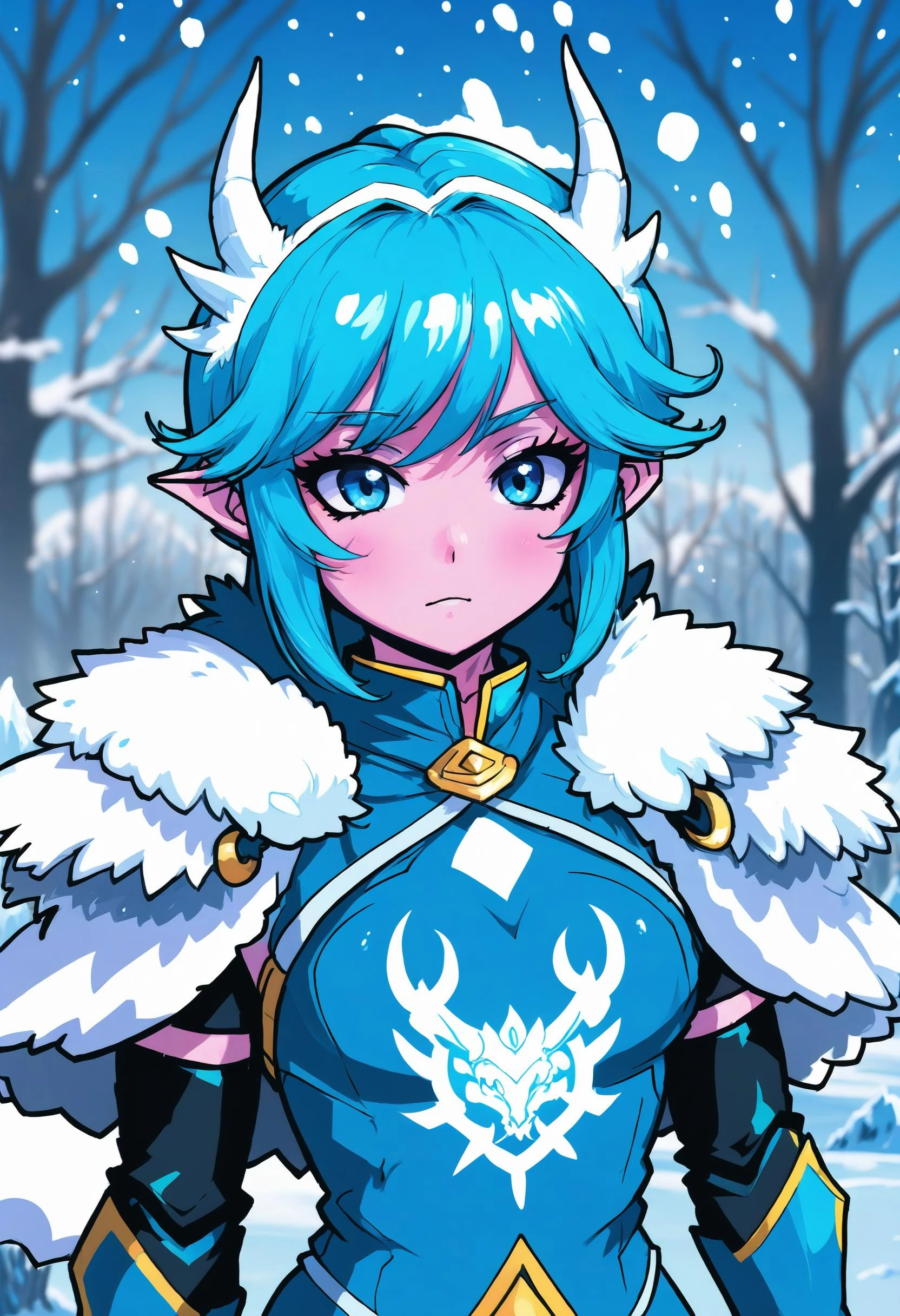high saturation,female Outlaw,Realm of Ice and Snow: A frozen realm where ice creatures and frost dragons dwell.,jhyd style <lora:jhyd-step00001000:1>