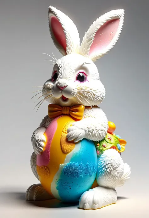 <lora:zavy-lndskncht-sdxl:0.6> zavy sculpture of the Easter Bunny, Fuzzy, Soft Body, Styrofoam, Silicone, Sponge, Shellac, Putty, Egg, Diffraction Grading, Ray Traced, Anti-Aliasing, 4K, digital art