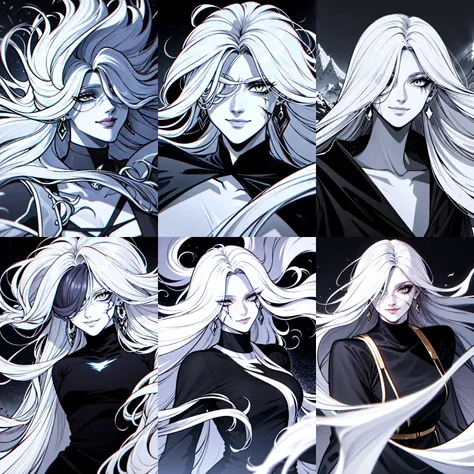 (otherworldly, otherworldly atmosphere, otherworldly appearance), highly insanely detailed, masterpiece, top quality, best quality, highres, 4k, 8k, RAW photo, (long_hair, long hair), collar, earrings, jewelry, 
(random colors cloth, random colors hair, random long hair, dynamic hair, glowing hair), 
long hair, eyelashes, eyeliner, makeup, hair over one eye, 
(dynamic pose), (dynamic weather), 
better_scar, 1girl, cracked skin, veins, female focus, burn scar, scar on nose, long hair, white hair, hair between eyes, closed mouth, solo, looking at viewer, portrait, mountain, <lora:better_scar-10:0.7>, 
(smiling at viewer), (fantasy world)