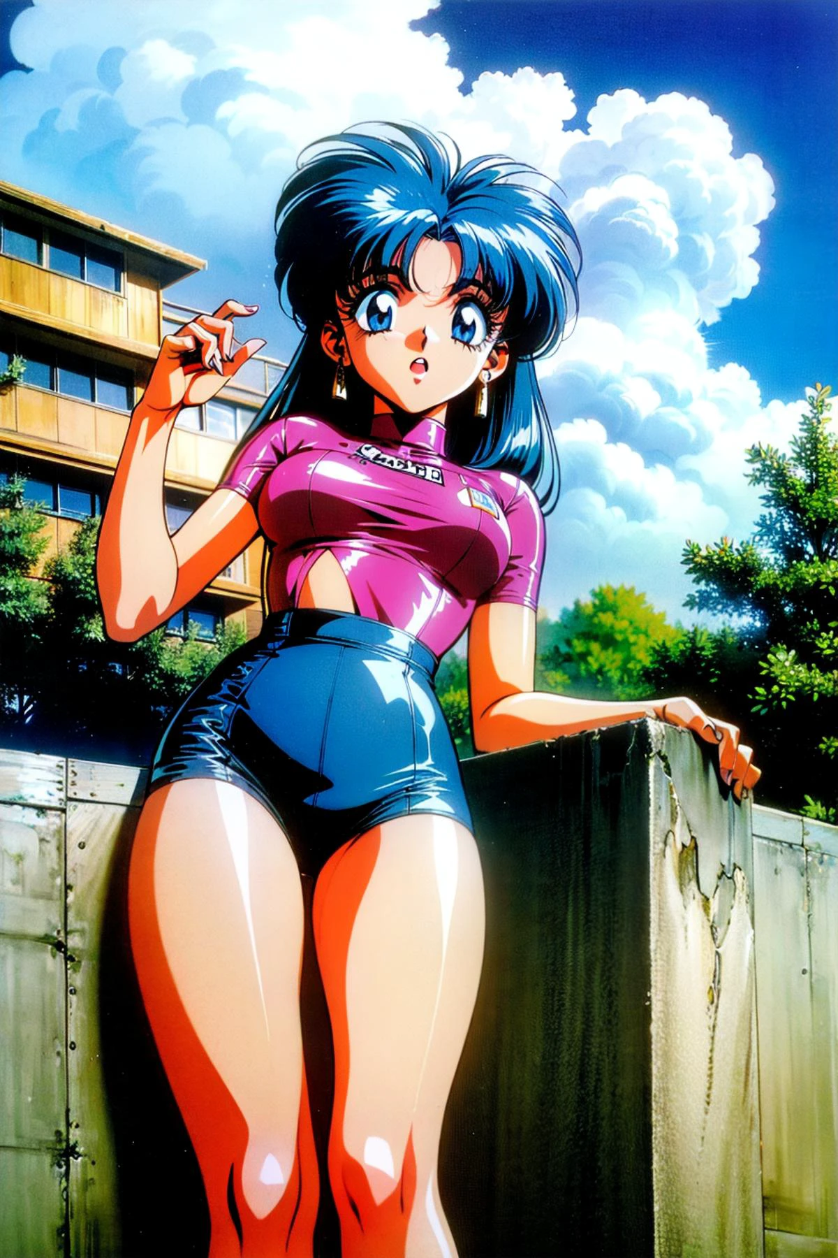 1girl, solo, blue hair
sky cloud park day hill forest road lake city buildings
1990s \(style\) retro artstyle
<lora:detail_slider_v4:1.25>