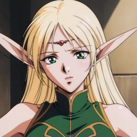 (masterpiece, best quality), 1girl, Deedlit, blonde hair, very long hair, elf, pointy ears, green eyes, green sleeveless dress, circlet, <lora:Deedlitv10:0.3>, <lora:WordsWorth-128-64-64-8:0.7>