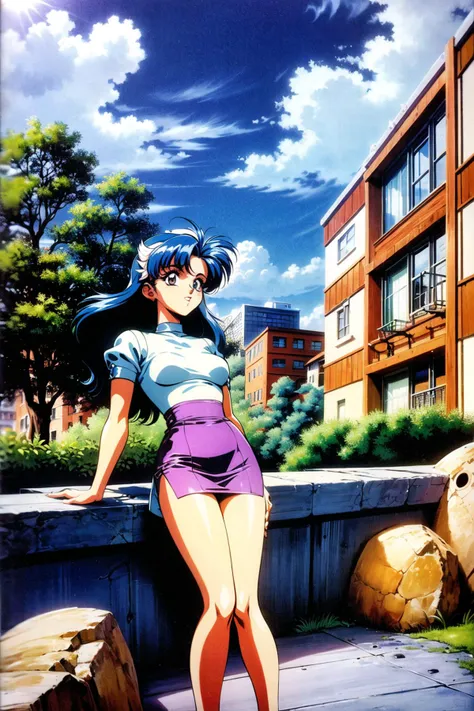 1girl, solo, blue hair
sky cloud park day hill forest road lake city buildings
1990s \(style\) retro artstyle
<lora:detail_slider_v4:1.25>