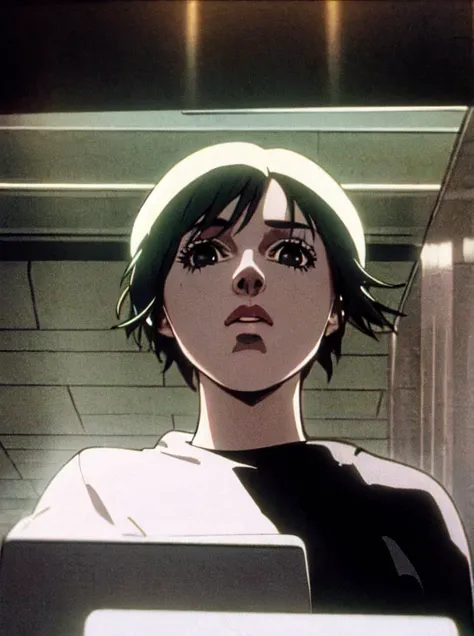 1990s \(style\), retro artstyle, 1girl, upper body, \(ghost in the shell\)