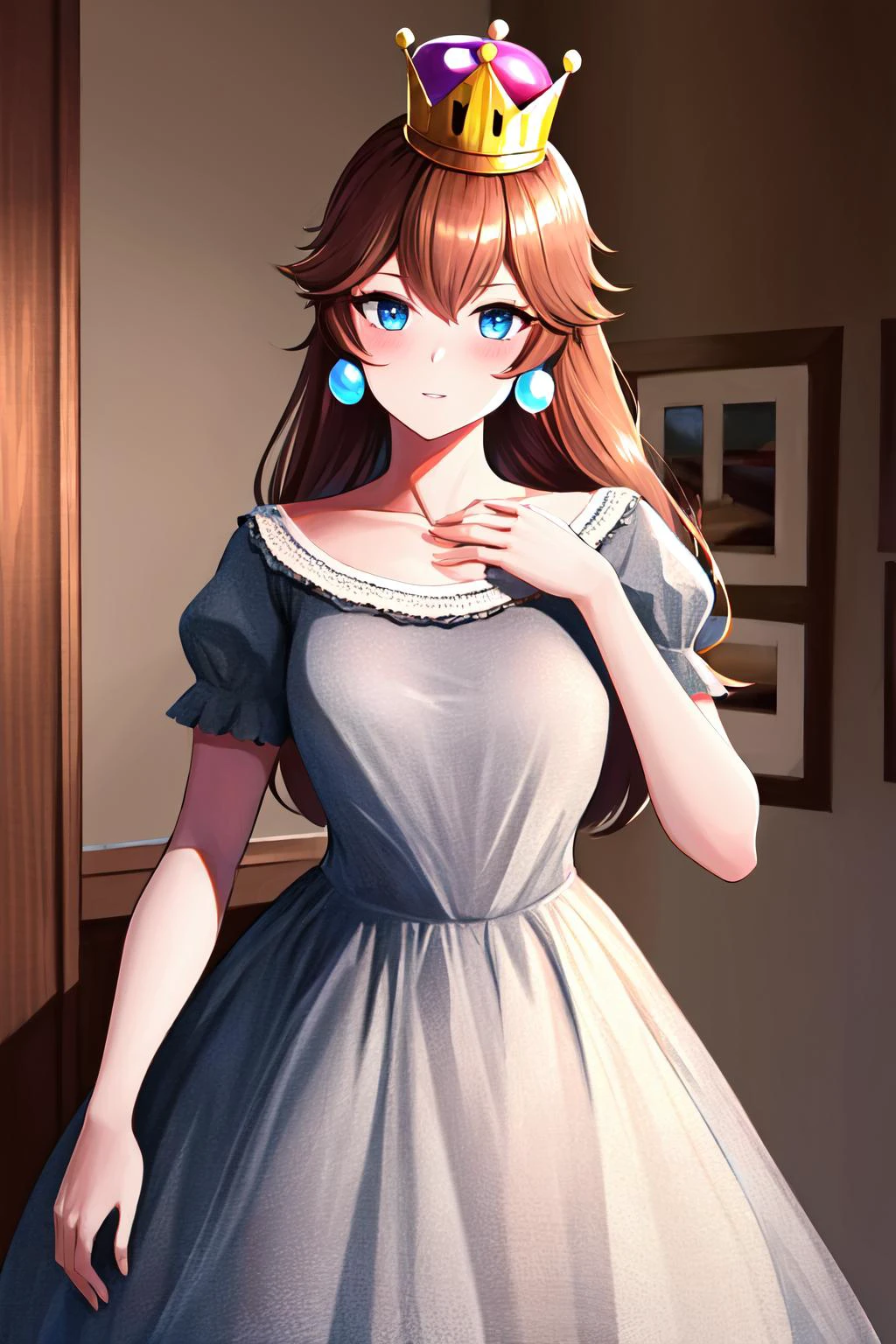 Highly detailed, High Quality, Masterpiece, beautiful, SuperCrown, super crown, <lora:SuperCrown:0.9>, dress, cowboy shot, solo, solid snake, <lora:Char_MGR_SolidSnake:0.7>