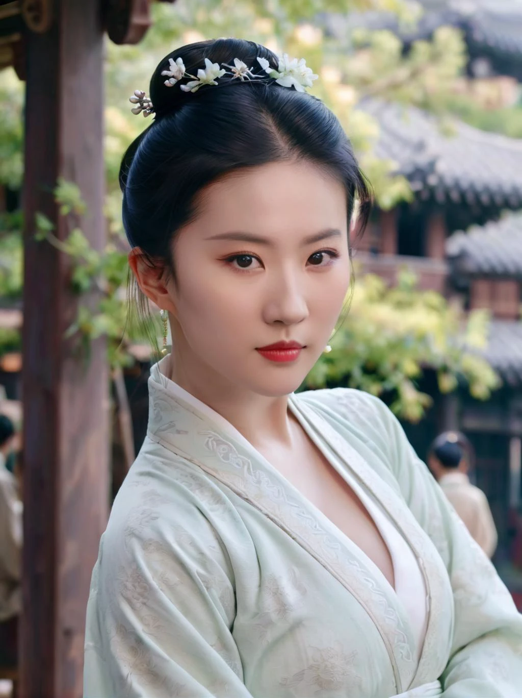 伤å¦-å亦è²,1girl,cleavage,long sleeves,hanfu,looking at viewer,Random background,
photography, highly detailed, sharp focus, trending on artstation, studio photo, intricate details,
